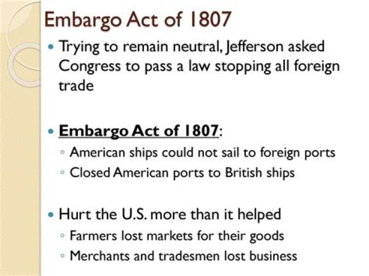 Which were effects of the embargo act?